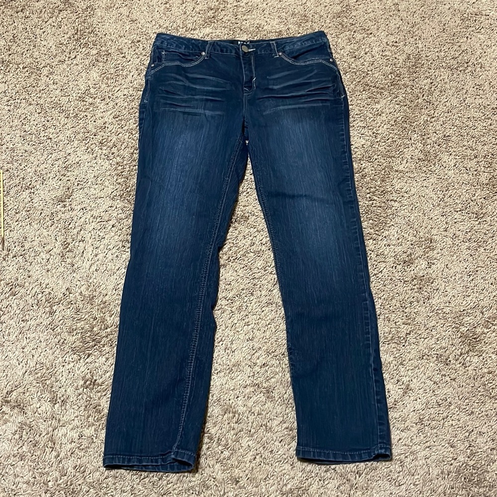 Beau Dawson Jeans Women’s 16 Straight Dark Wash Stretch Embroidered Distressed